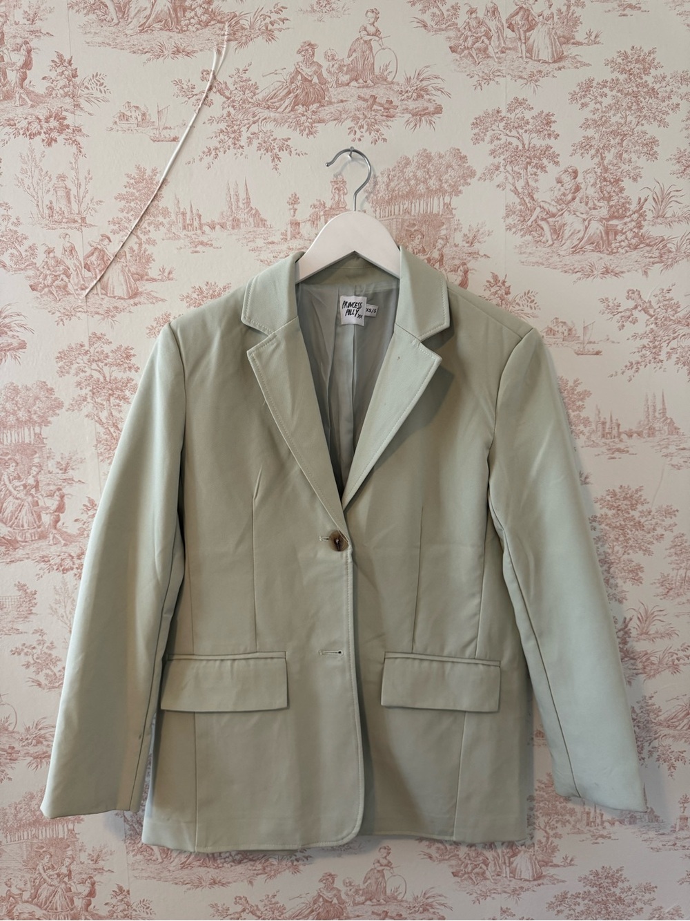 Princess Polly Light Sage Single-Button Blazer